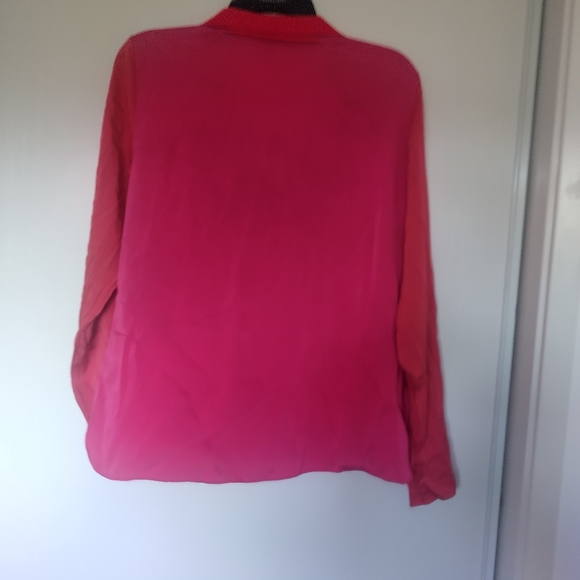 Elie Tahari Silk Abstract Blouse Pink size L - Picture 6 of 6